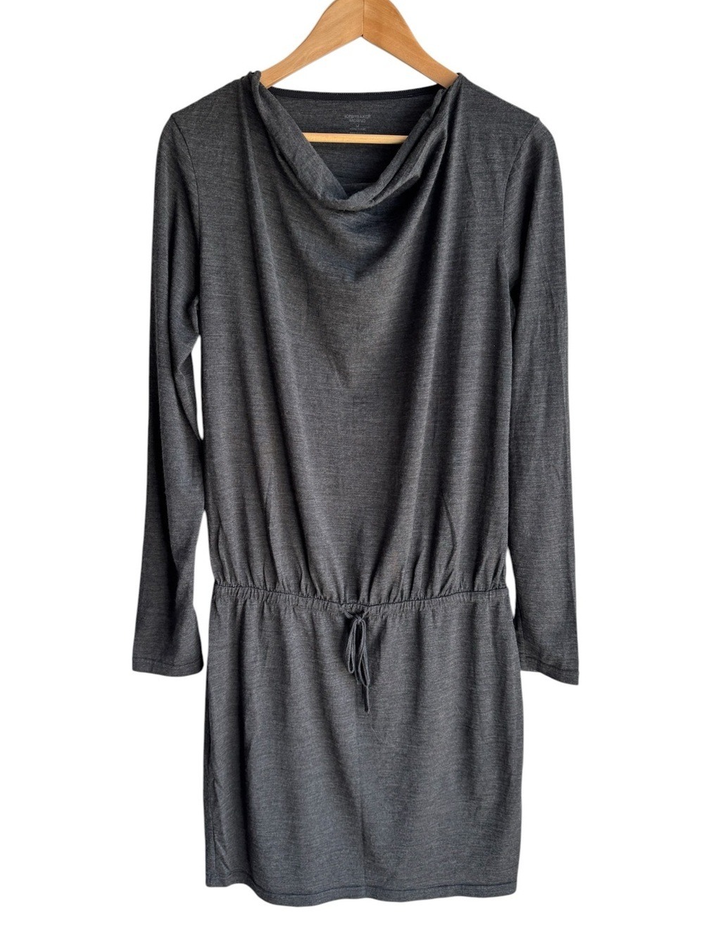 Icebreaker 100% Wool Slouchy Dress Sz M Grey Long Sleeve Tie Waist Lightweight